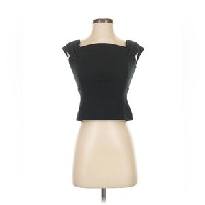 Deletta Black Sleeveless Fitted‎ Crop Top